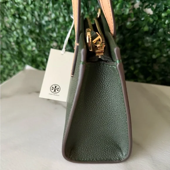 Tory Burch Blake Mini Leather Tote in Basil Handbag NWT - Picture 7 of 9
